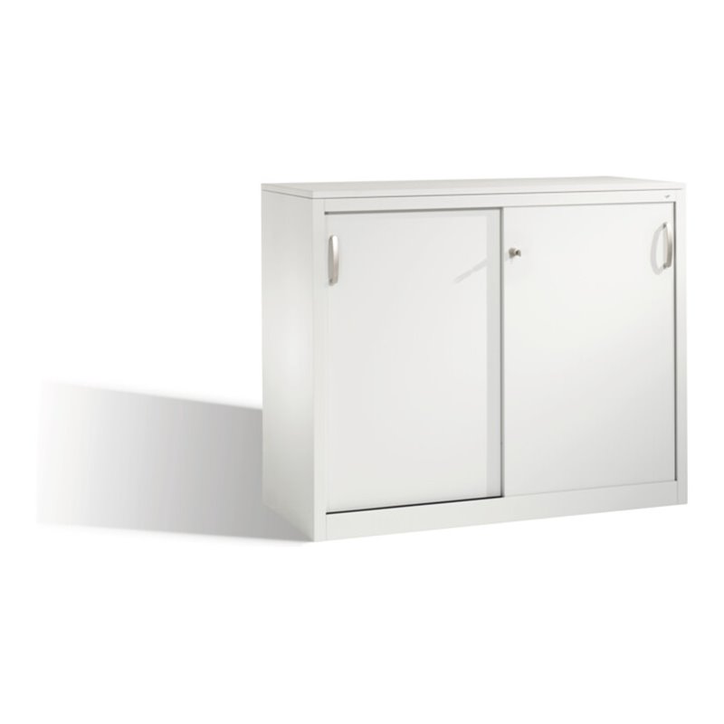 C+P Akten-Sideboard Acurado mit Schiebetüren, 2 Ordnerhöhen, H1000xB1200xT500mm Front Lichtgrau Korpus Lichtgrau