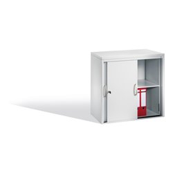 C+P Akten-Sideboard Acurado mit Schiebetüren, 2 Ordnerhöhen, H720xB800xT400mm Front Lichtgrau Korpus Lichtgrau