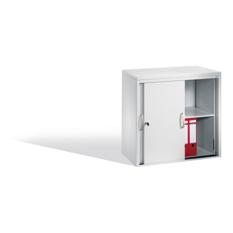 C+P Akten-Sideboard Acurado mit Schiebetüren, 2 Ordnerhöhen, H720xB800xT400mm Front Lichtgrau Korpus Lichtgrau