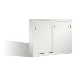 C+P Akten-Sideboard Acurado mit Schiebetüren, 2 Ordnerhöhen, H1000xB1200xT400mm Front Lichtgrau Korpus Lichtgrau