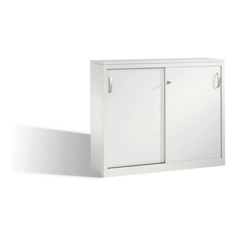 C+P Akten-Sideboard Acurado mit Schiebetüren, 2 Ordnerhöhen, H1000xB1200xT400mm Front Lichtgrau Korpus Lichtgrau