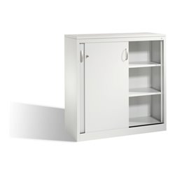 C+P Akten-Sideboard Acurado mit Schiebetüren, 3 Ordnerhöhen, H1200xB1200xT500mm Front Lichtgrau Korpus Lichtgrau