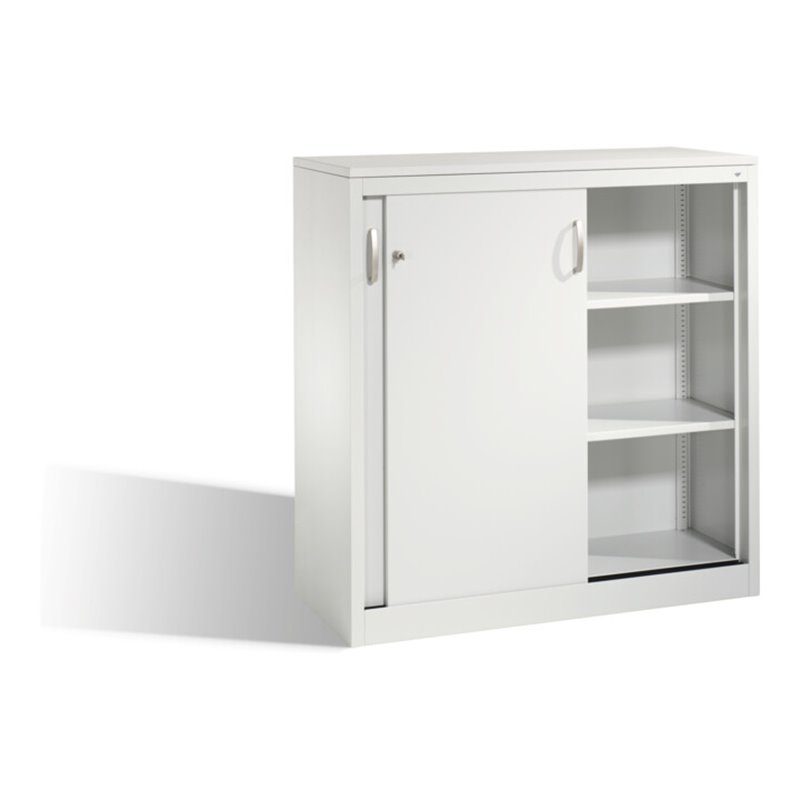 C+P Akten-Sideboard Acurado mit Schiebetüren, 3 Ordnerhöhen, H1200xB1200xT500mm Front Lichtgrau Korpus Lichtgrau