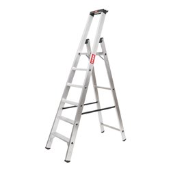STIER Stufen Stehleiter Premium 6 Stufen einseitig begehbar