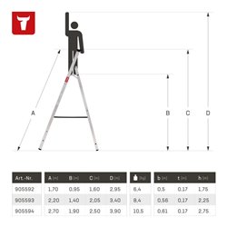 STIER Stufen Stehleiter Premium 6 Stufen einseitig begehbar