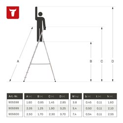 STIER Stufen Stehleiter 8 Stufen einseitig begehbar