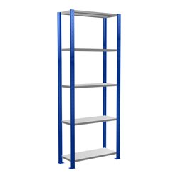 Schulte Grundregal Steckregal MULTIplus150 2000 x 750 x 300 mm 5 Fachböden Kreuzstrebe RAL 5010 enzianblau/verzinkt/verzinkt