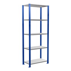 Schulte Grundregal Steckregal MULTIplus150 2000 x 750 x 400 mm 5 Fachböden Kreuzstrebe RAL 5010 enzianblau/verzinkt/verzinkt
