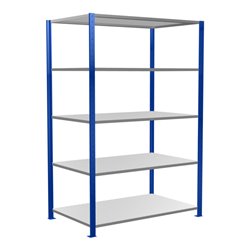 Schulte Grundregal Steckregal MULTIplus150 2000 x 1300 x 800 mm 5 Fachböden Kreuzstrebe RAL 5010 enzianblau/verzinkt