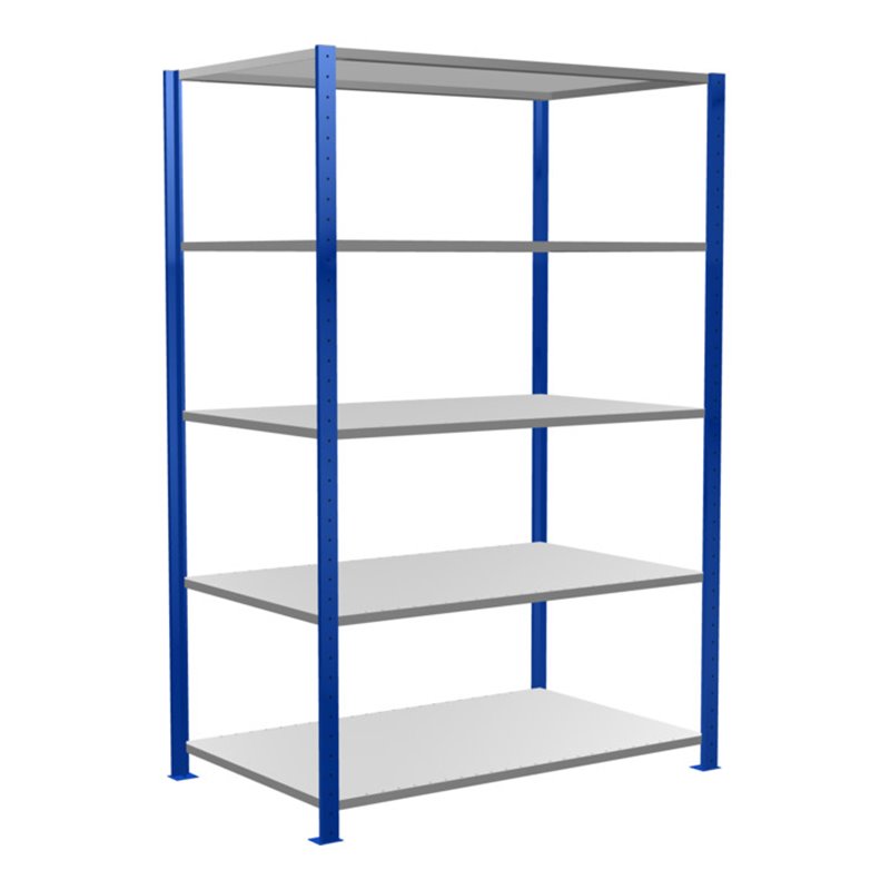 Schulte Grundregal Steckregal MULTIplus150 2000 x 1300 x 800 mm 5 Fachböden Kreuzstrebe RAL 5010 enzianblau/verzinkt