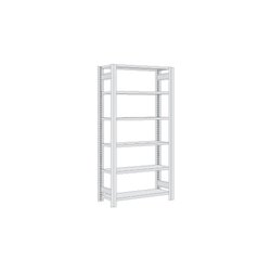 Regalwerk Standard Büroregal, Grundfeld lichtgrau RAL 7035, 6 Stahlfachböden, Fachlast 150 kg, BxTxH 1005x600x2000 mm