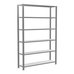 Schulte Grundregal Büro-Steckregal MULTIplus85 2000 x 1300 x 300 mm 6 Fachböden Kreuzstrebe verzinkt ohne Anschlagleiste