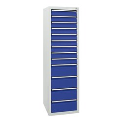 Stumpf Schubladenschrank Serie STS 410, 13 Schubladen enzianblau (9x100, 4x200mm)