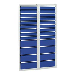 Stumpf Schubladenschrank Serie STS 410, 26 Schubladen enzianblau (18x100, 8x200mm)