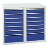 Stumpf Schubladenschrank Serie STS 410, 14 Schubladen enzianblau (12x100, 2x200mm)