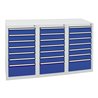 Stumpf Schubladenschrank Serie STS 410, 21 Schubladen enzianblau (18x100, 3x200mm)