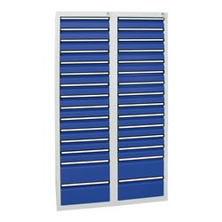 Stumpf Schubladenschrank Serie STS 410, 30 Schubladen enzianblau (26x100, 4x200mm)