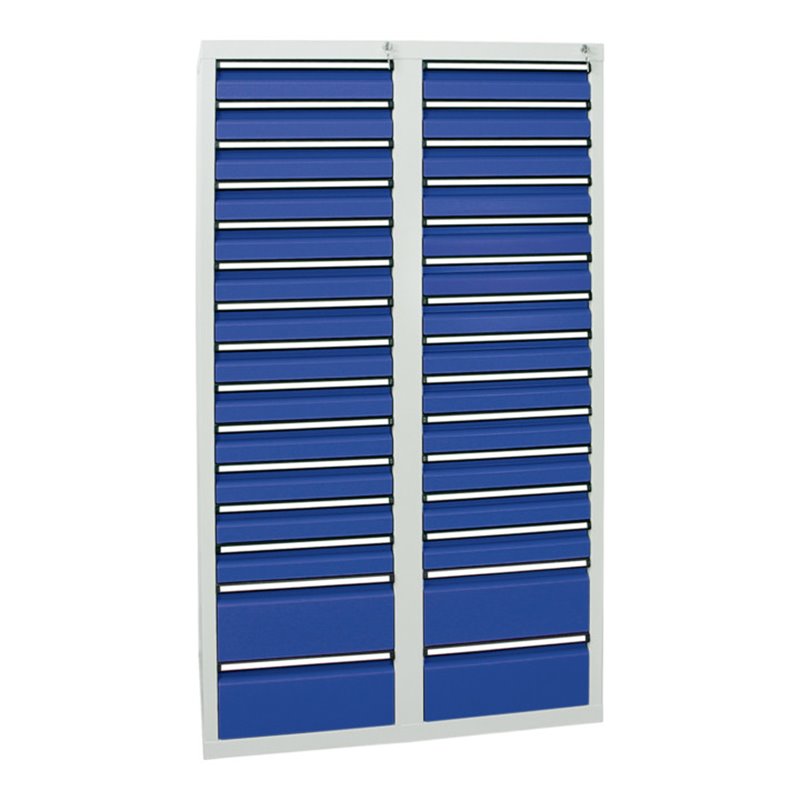 Stumpf Schubladenschrank Serie STS 410, 30 Schubladen enzianblau (26x100, 4x200mm)
