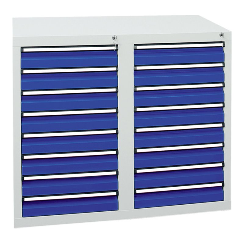 Stumpf Schubladenschrank Serie STS 410, 16 Schubladen enzianblau (16x100mm)