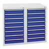 Stumpf Schubladenschrank Serie STS 410, 16 Schubladen enzianblau (16x100mm)