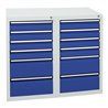 Stumpf Schubladenschrank Serie STS 410, 12 Schubladen enzianblau (8x100, 4x200mm)
