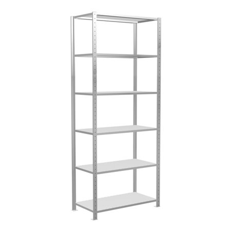 Schulte Grundregal Steckregal MULTIplus150 2500 x 1000 x 500 mm 6 Fachböden Kreuzstrebe RAL 7035 lichtgrau