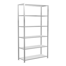 Schulte Grundregal Steckregal MULTIplus150 2500 x 1300 x 500 mm 6 Fachböden Kreuzstrebe RAL 7035 lichtgrau