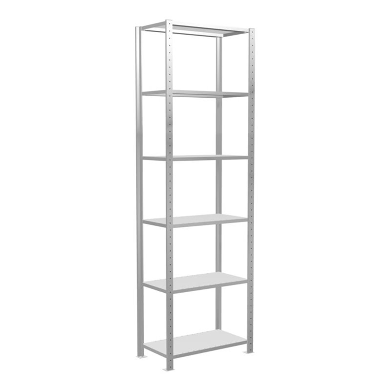 Schulte Grundregal Steckregal MULTIplus150 2500 x 750 x 400 mm 6 Fachböden Kreuzstrebe RAL 7035 lichtgrau