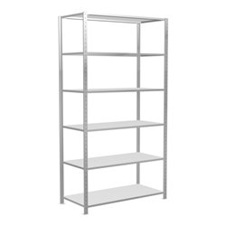 Schulte Grundregal Steckregal MULTIplus150 2500 x 1300 x 600 mm 6 Fachböden Kreuzstrebe RAL 7035 lichtgrau