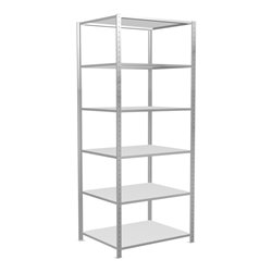 Schulte Grundregal Steckregal MULTIplus150 2500 x 1000 x 800 mm 6 Fachböden Kreuzstrebe RAL 7035 lichtgrau