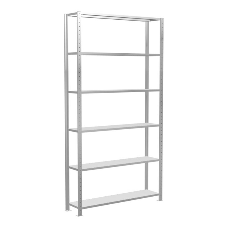 Schulte Grundregal Steckregal MULTIplus150 2500 x 1300 x 300 mm 6 Fachböden Kreuzstrebe RAL 7035 lichtgrau