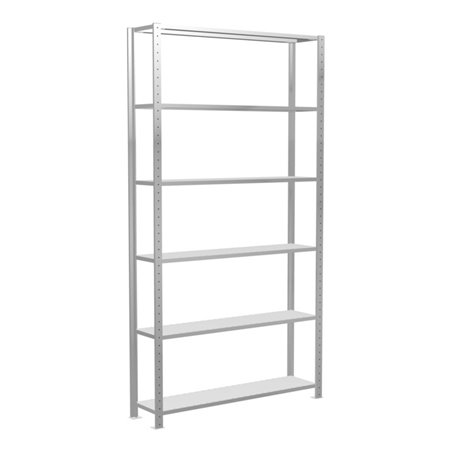 Schulte Grundregal Steckregal MULTIplus150 2500 x 1300 x 300 mm 6 Fachböden Kreuzstrebe RAL 7035 lichtgrau