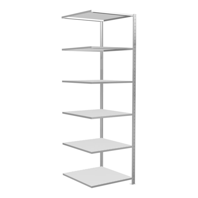 Schulte Anbauregal Steckregal MULTIplus150 2500 x 750 x 800 mm 6 Fachböden Kreuzstrebe RAL 7035 lichtgrau