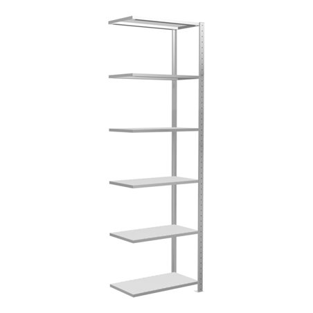 Schulte Anbauregal Steckregal MULTIplus150 2500 x 750 x 400 mm 6 Fachböden Kreuzstrebe RAL 7035 lichtgrau