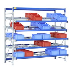 Bito Regal SDS / Regal SF4 L2260xH2500xT1300 mm 50RL, Anbaufeld gerade/abgeknickt enzianblau