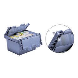 Bito Mehrwegbehälter mit Deckel/Bügel/Kufe / MBD64321BS1 L600xB400xH323 mm, taubenblau