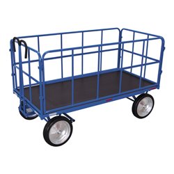 VARIOfit Handpritschenwagen mit 4 Rohrgitterwänden Vollgummibereifung 1.540 x 740 mm Traglast 1.000 kg