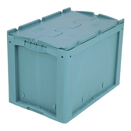 Bito Kleinladungsträger KLTD mit Deckel / KLTD64420R L600xB400xH420 mm, türkis Rippenboden