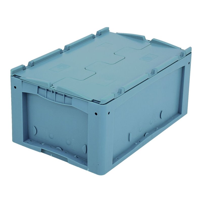 Bito Kleinladungsträger KLTD mit Deckel / KLTD64270R L600xB400xH270 mm, türkis Rippenboden