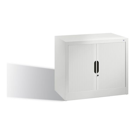C+P Akten-Sideboard Omnispace mit Rollladen, 1 Ordnerhöhe, H720xB800xT420mm Front Lichtgrau Korpus Lichtgrau