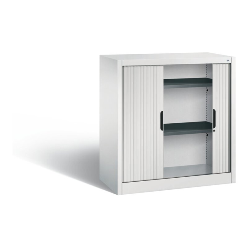 C+P Akten-Sideboard Omnispace mit Rollladen, 2 Ordnerhöhen, H1030xB1000xT420mm Front Lichtgrau Korpus Lichtgrau