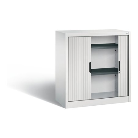 C+P Akten-Sideboard Omnispace mit Rollladen, 2 Ordnerhöhen, H1030xB1000xT420mm Front Lichtgrau Korpus Lichtgrau