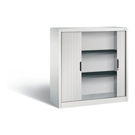 C+P Akten-Sideboard Omnispace mit Rollladen, 3 Ordnerhöhen, H1230xB1200xT420mm Front Lichtgrau Korpus Lichtgrau