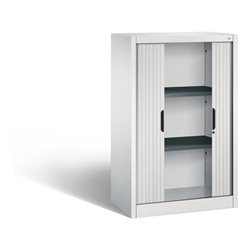 C+P Akten-Sideboard Omnispace mit Rollladen, 3 Ordnerhöhen, H1230xB800xT420mm Front Lichtgrau Korpus Lichtgrau