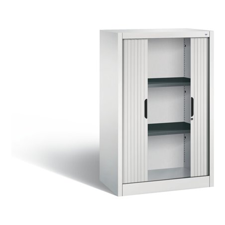 C+P Akten-Sideboard Omnispace mit Rollladen, 3 Ordnerhöhen, H1230xB800xT420mm Front Lichtgrau Korpus Lichtgrau