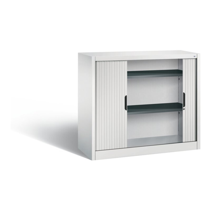 C+P Akten-Sideboard Omnispace mit Rollladen, 2 Ordnerhöhen, H1030xB1200xT420mm Front Lichtgrau Korpus Lichtgrau