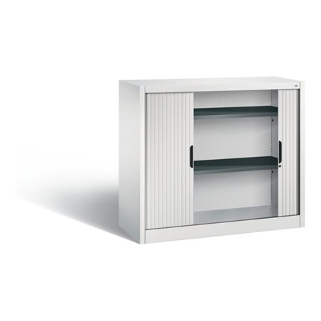 C+P Akten-Sideboard Omnispace mit Rollladen, 2 Ordnerhöhen, H1030xB1200xT420mm Front Lichtgrau Korpus Lichtgrau