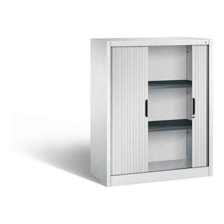 C+P Akten-Sideboard Omnispace mit Rollladen, 3 Ordnerhöhen, H1230xB1000xT420mm Front Lichtgrau Korpus Lichtgrau