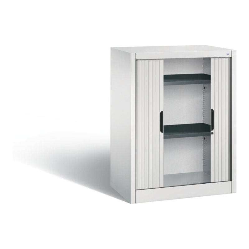 C+P Akten-Sideboard Omnispace mit Rollladen, 2 Ordnerhöhen, H1030xB800xT420mm Front Lichtgrau Korpus Lichtgrau