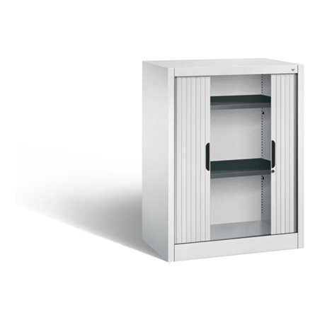 C+P Akten-Sideboard Omnispace mit Rollladen, 2 Ordnerhöhen, H1030xB800xT420mm Front Lichtgrau Korpus Lichtgrau